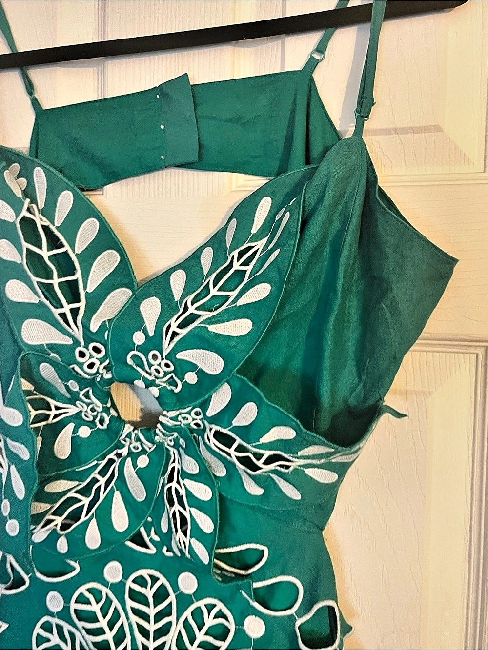 Embroidered Maxi Dress in Green & White NWT - Picture 10 of 14